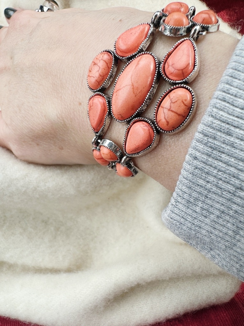 Coral Tone Coastal Cowgirl Maximialist Bracelet- Women Jewelry